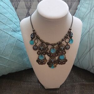 Elegant Bronze and Turquoise Necklace